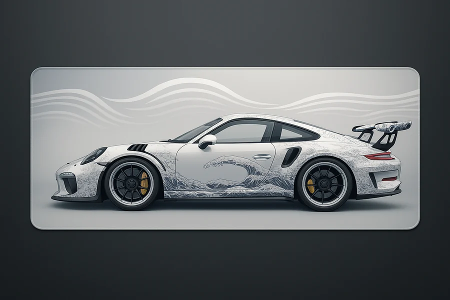 Sports Car — Side Profile — XXL gaming desk mat, 36x16 inches